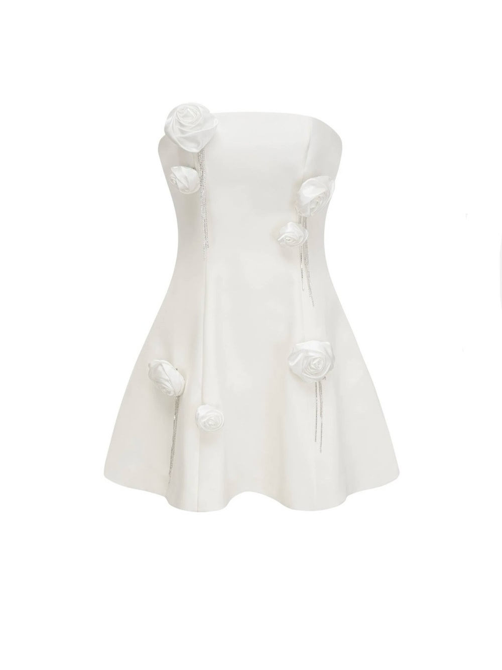 Rosalie white faux-flower mini dress